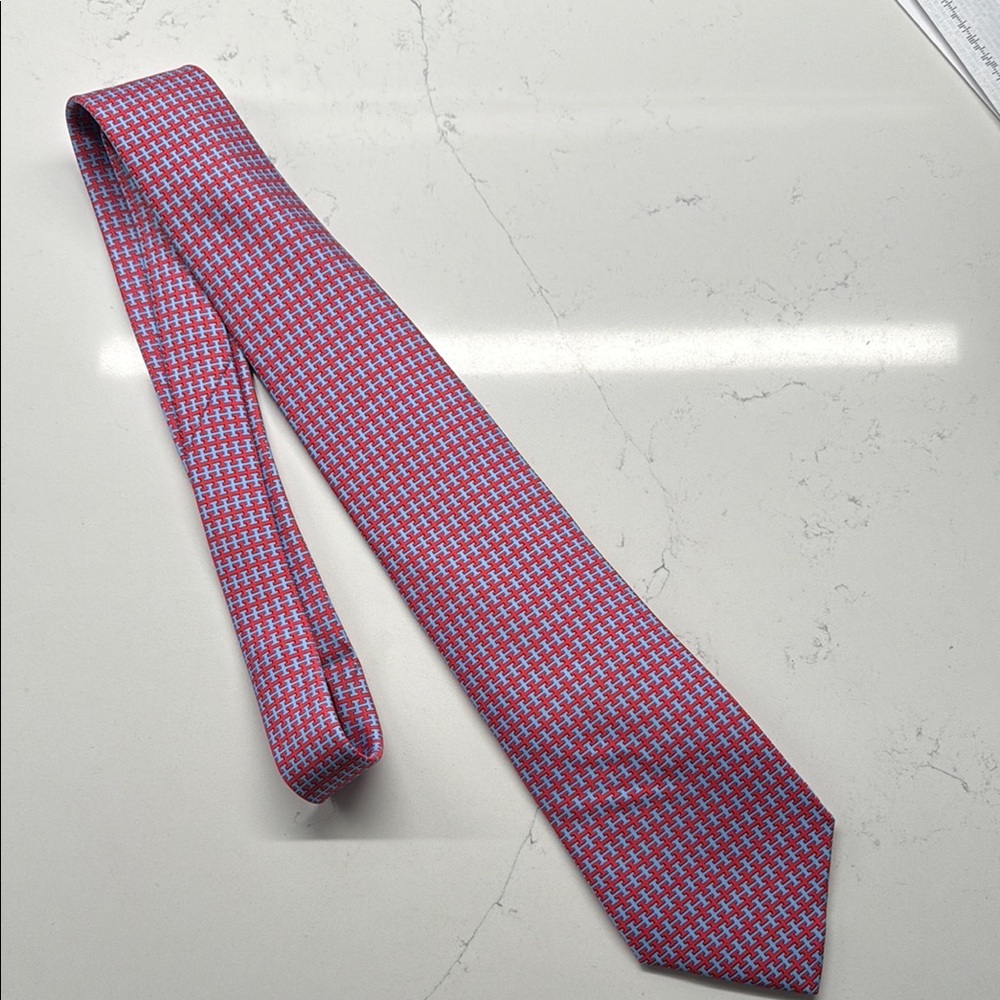 Classic Red and Blue Hermes Men's Tie